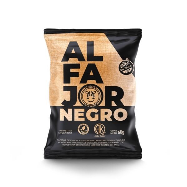Alfajor Vegano Felices Las Vacas - Chocolate Negro y Almendras (60g)