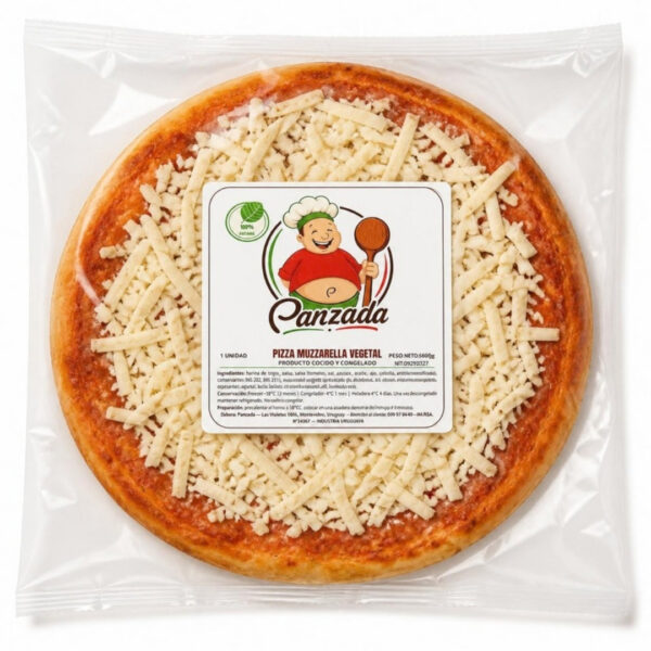 Pizza Muzzarella Vegetal Panzada 30 cm Pizza vegana Panzada con muzzarella vegetal, 30 cm, precocida y congelada